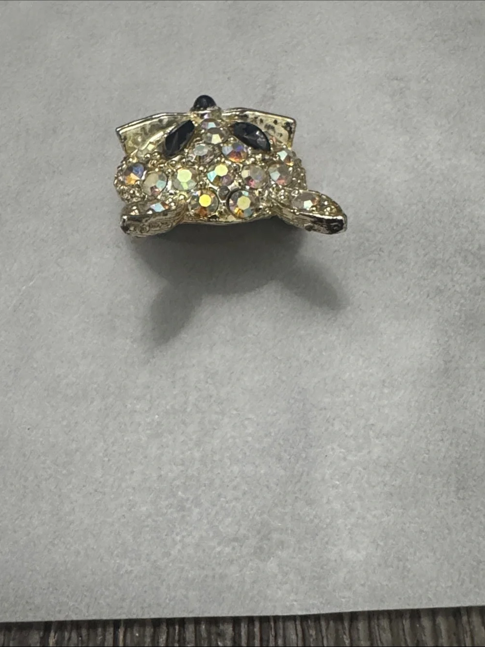 Vintage Rhinestone Cat Face Brooch Pin